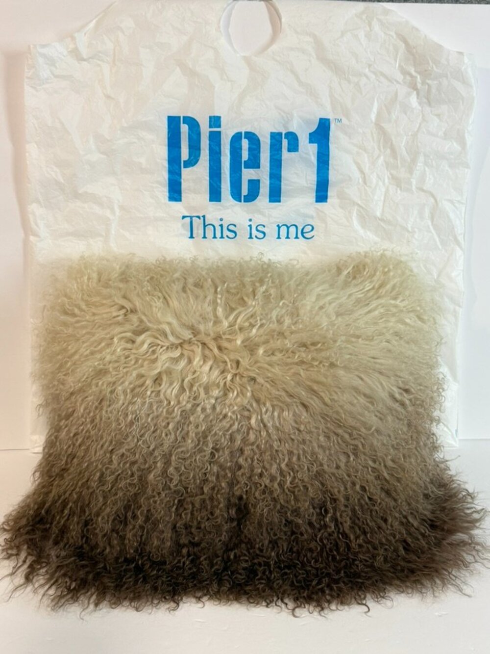 Pier 1 Imports Ombre Wool Fur Shag Throw Decorative Pillow